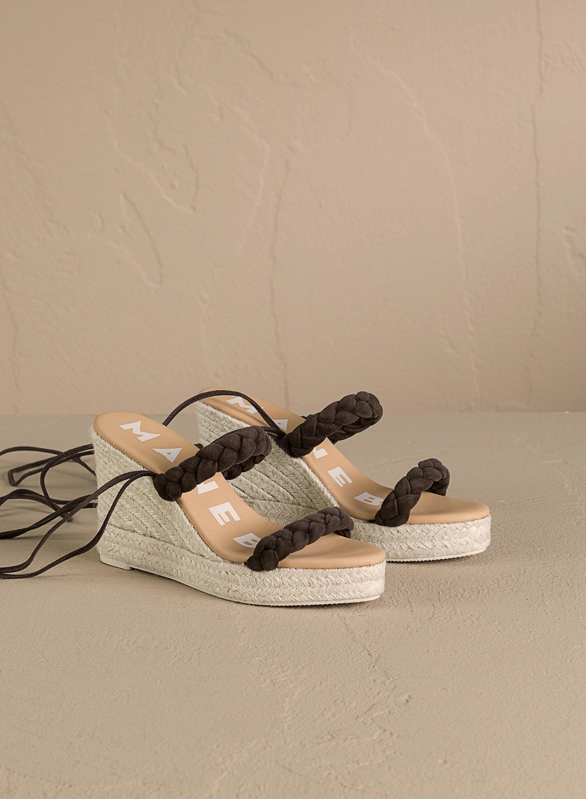 Two Braided Bands Chocolate Wedge Espadrille - Image 3